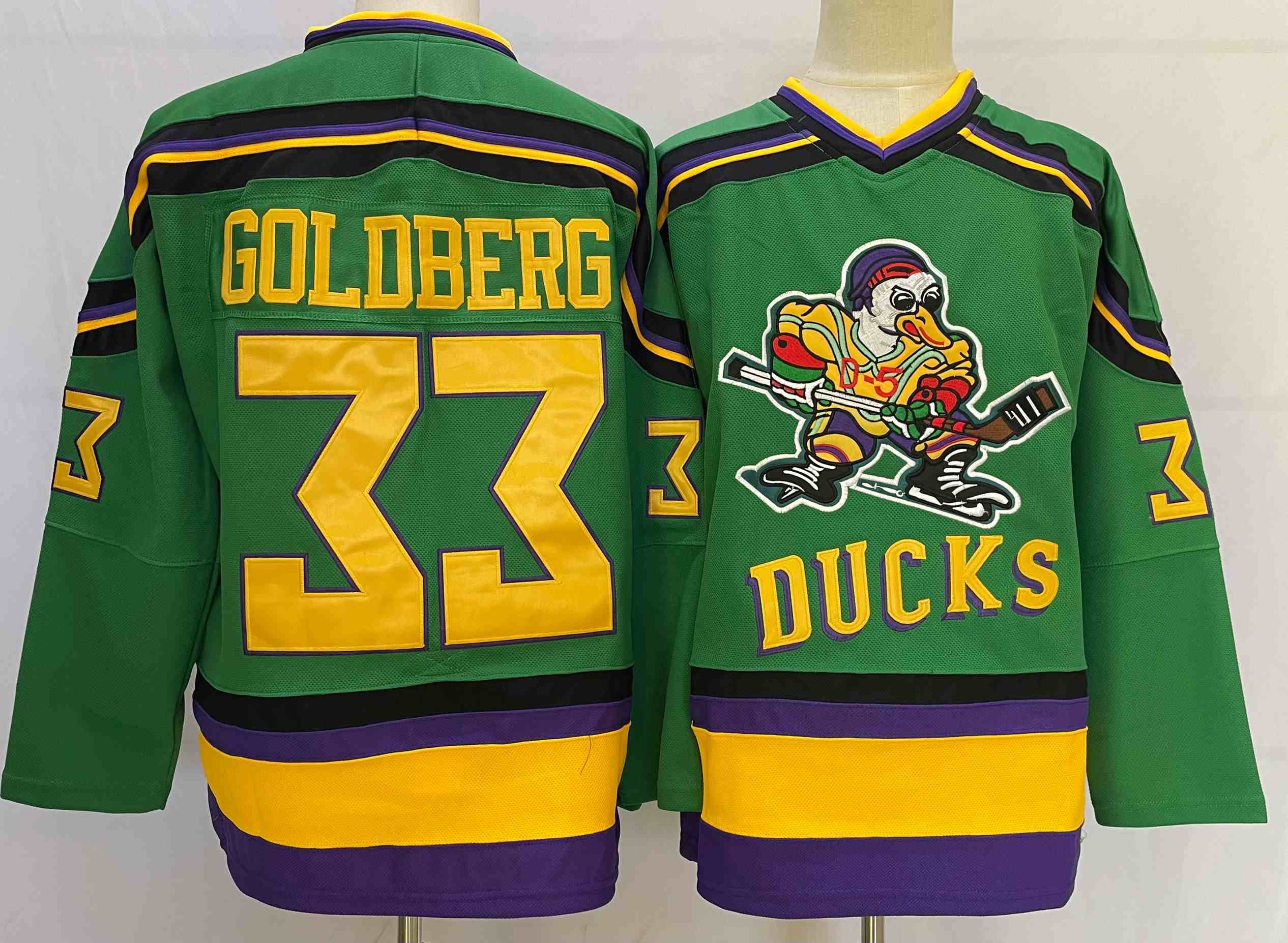 Mens Nhl Anaheim Mighty Ducks #33 Goldberg Green Movie Jersey
