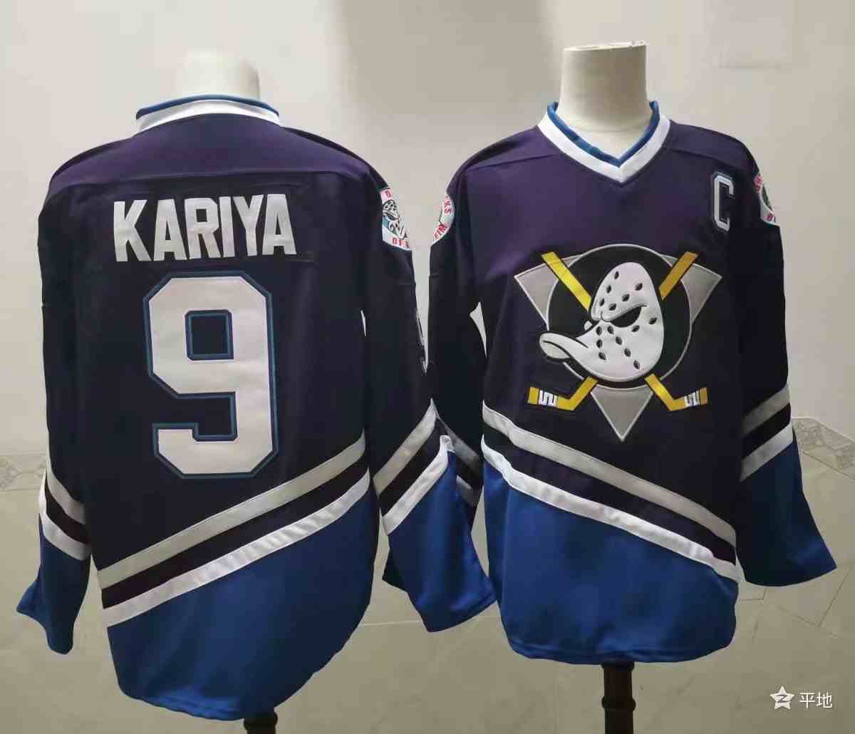 Mens Nhl Anaheim Mighty Ducks #9 Paul Kariya Purple Reverse Retro C Patch Jersey