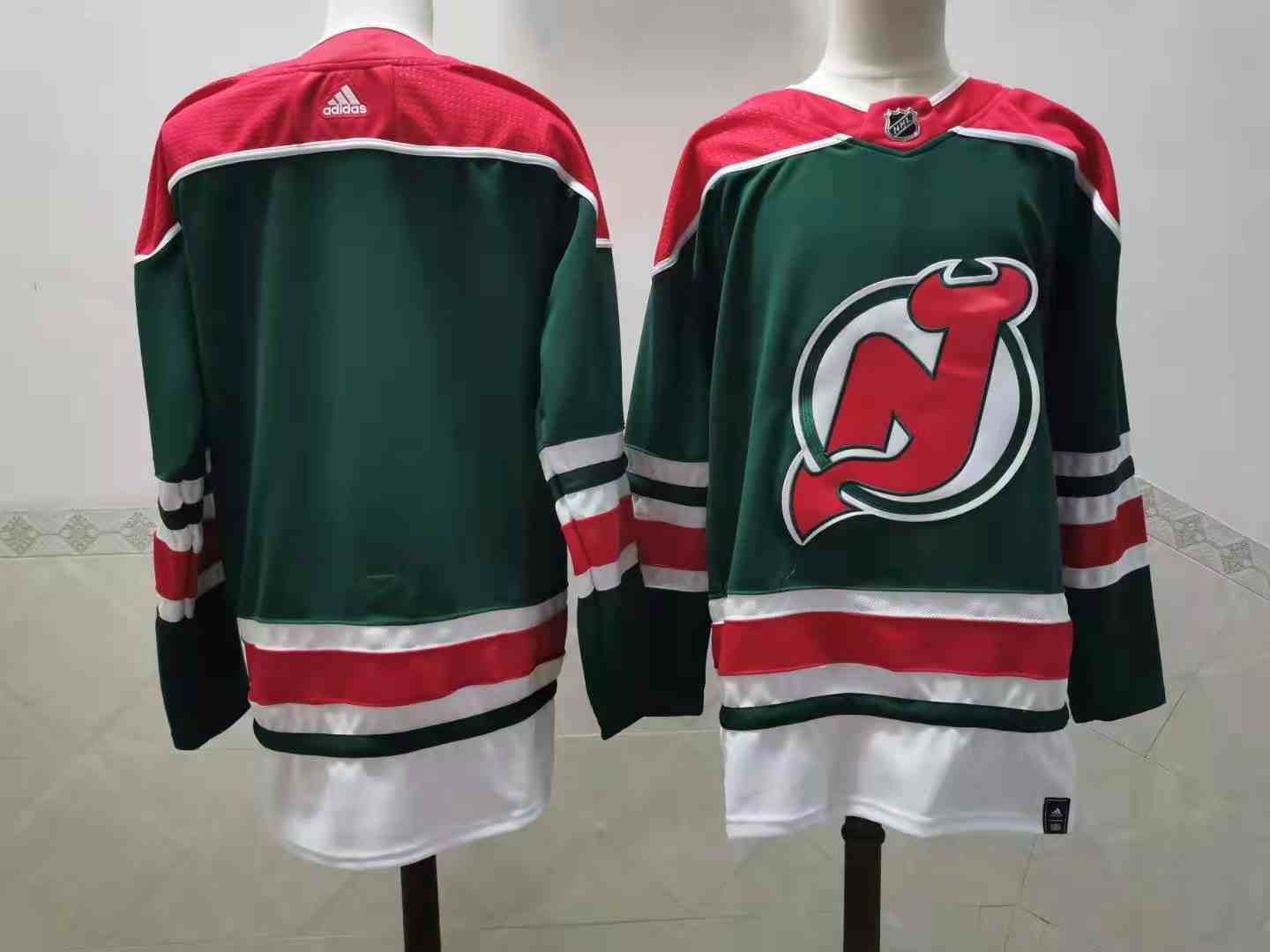 Mens Nhl New Jersey Devils Blank Green 2021 Reverse Retro Alternate Adidas Jersey