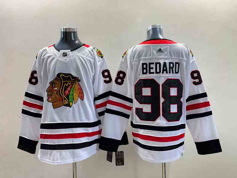 Mens Nhl Chicago Blackhawks #98 Connor Bedard White Away Adidas Jersey