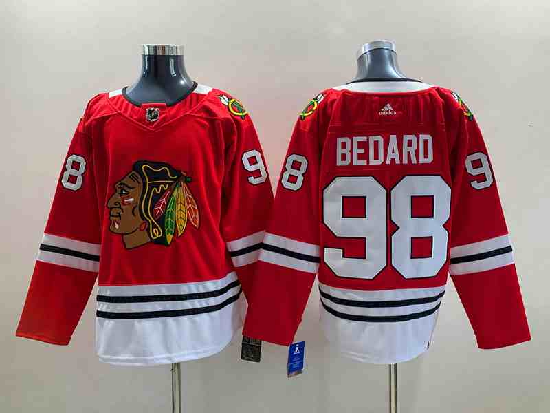 Mens Nhl Chicago Blackhawks #98 Connor Bedard Red Home Adidas Jersey