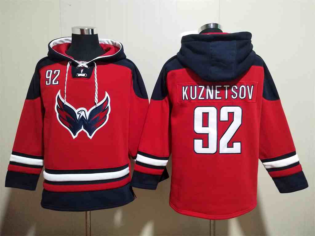 Men's Washington Capitals #92 Evgeny Kuznetsov Red Ageless Must Have Lace Up Pullover Hoodie