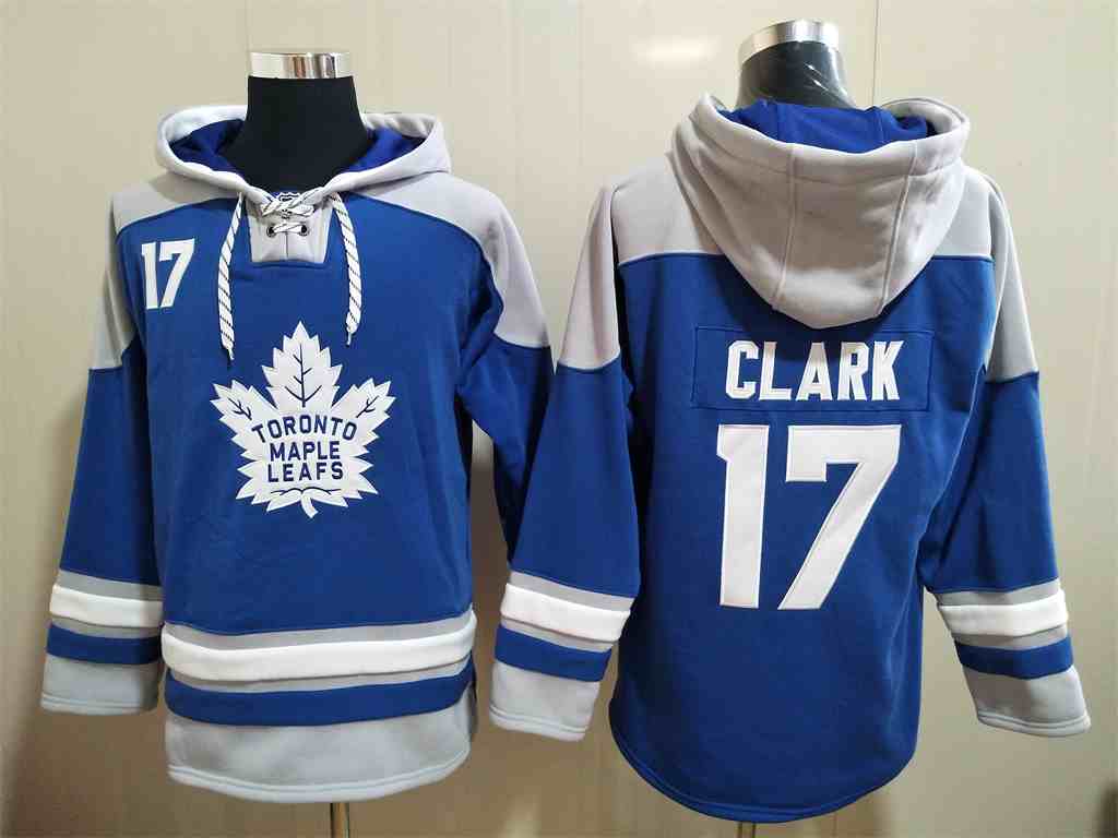 Men's Toronto Maple Leafs #17 Wendel Clark Royal Blue Hoodie