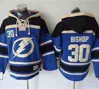 Tampa Bay Lightning #30 Ben Bishop Blue Sawyer Hooded Sweatshirt Stitched NHL Jersey