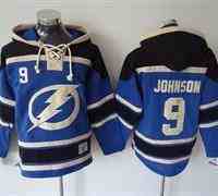 Tampa Bay Lightning #9 Tyler Johnson Blue Sawyer Hooded Sweatshirt Stitched NHL