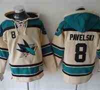 San Jose Sharks #8 Joe Pavelski Cream Sawyer Hooded Sweatshirt Stitched NHL Jersey
