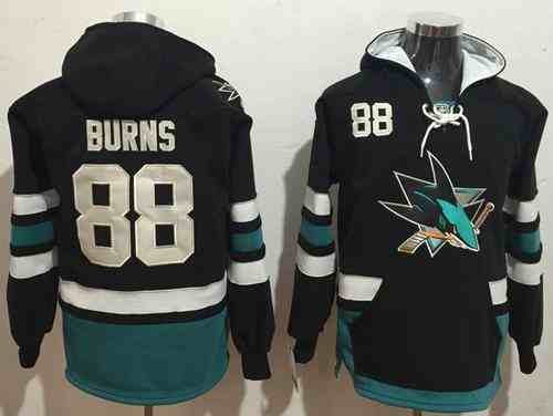 Men's San Jose Sharks #88 Brent Burns NEW Black Stitched NHL Old Time Hockey Hoodie