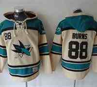 San Jose Sharks #88 Brent Burns Cream Sawyer Hooded Sweatshirt Stitched NHL Jersey