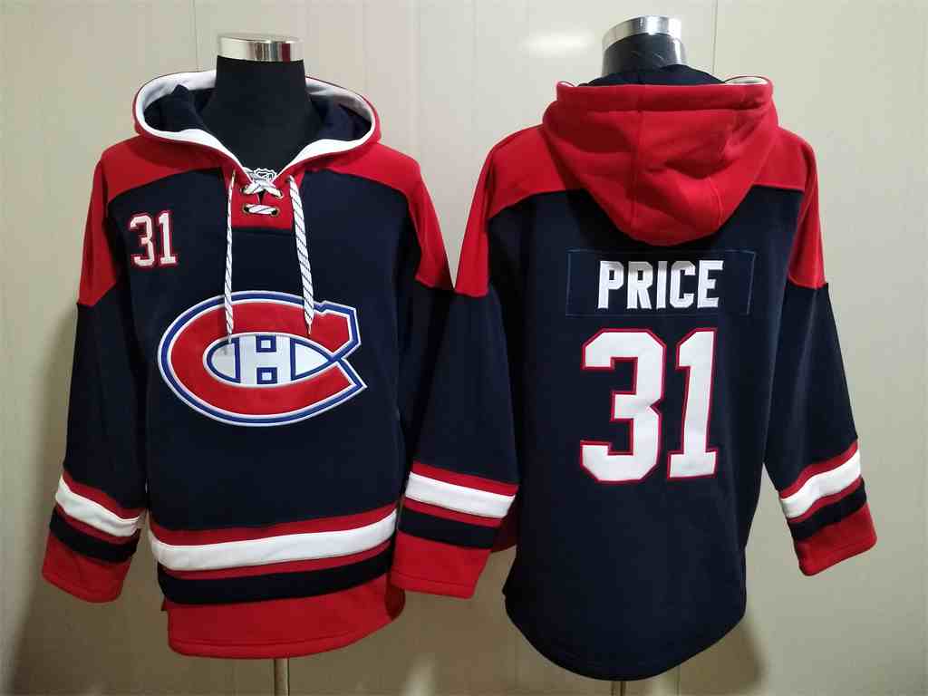 Men's Hockey Montreal Canadiens #31 Carey Price Navy Blue Hoodie