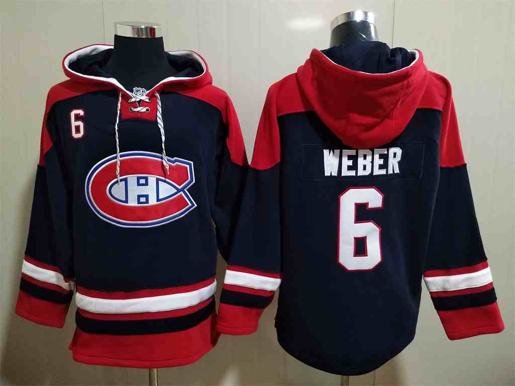 Men's Montreal Canadiens #6 Shea Weber NEW Navy Blue Hockey Hoodie