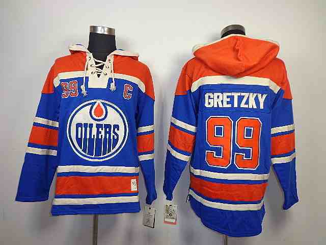 Oilers 99 Gretzky Blue Hooded Jerseys