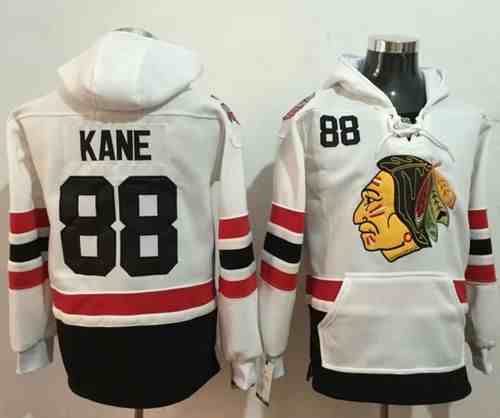Blackhawks #88 Patrick Kane White Name & Number Pullover NHL Hoodie
