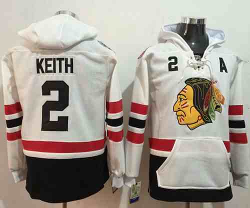 Blackhawks #2 Duncan Keith White Name & Number Pullover NHL Hoodie