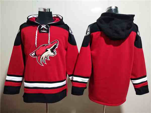 Men's Arizona Coyotes Blank Red Ageless Must-Have Lace-Up Pullover Hoodie