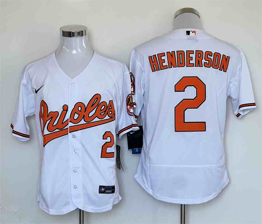 Men's Baltimore Orioles #2 Gunnar Henderson White Flex Base Stitched Baseball Jersey