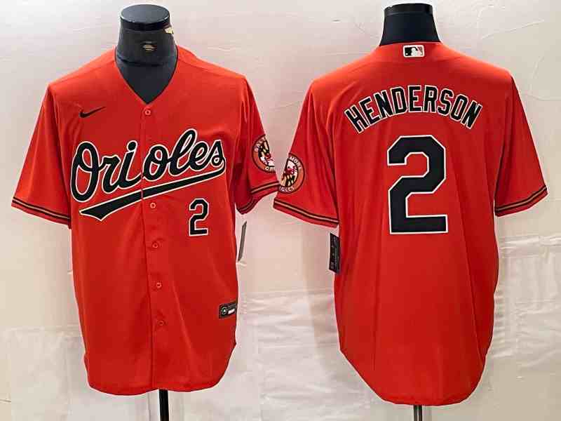 Men's Baltimore Orioles #2 Gunnar Henderson Orange Cool Base Stitched Jersey