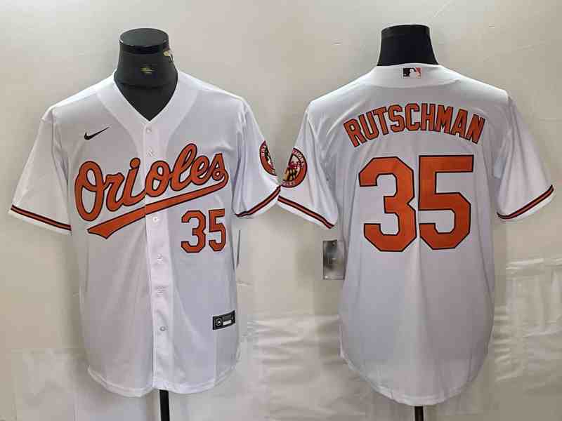 Men's Baltimore Orioles #35 Adley Rutschman White 2024 Home Limited Cool Base Stitched Baseball Jersey