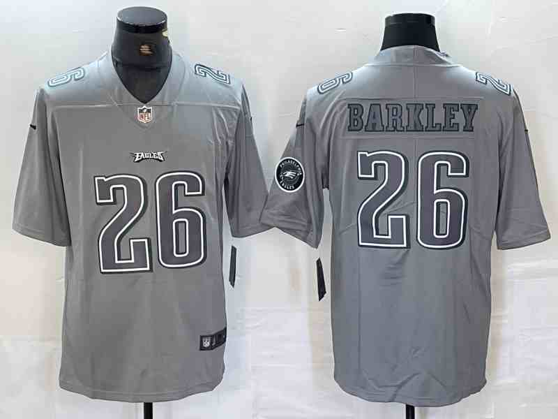 Men's Philadelphia Eagles #26 Saquon Barkley Gray Atmosphere Fashion Stitched Jersey
