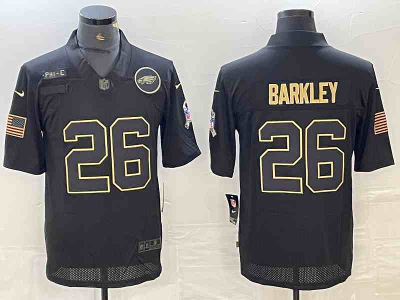 Men's Philadelphia Eagles #26 Saquon Barkley Black Golden  Limited Stitched Jersey
