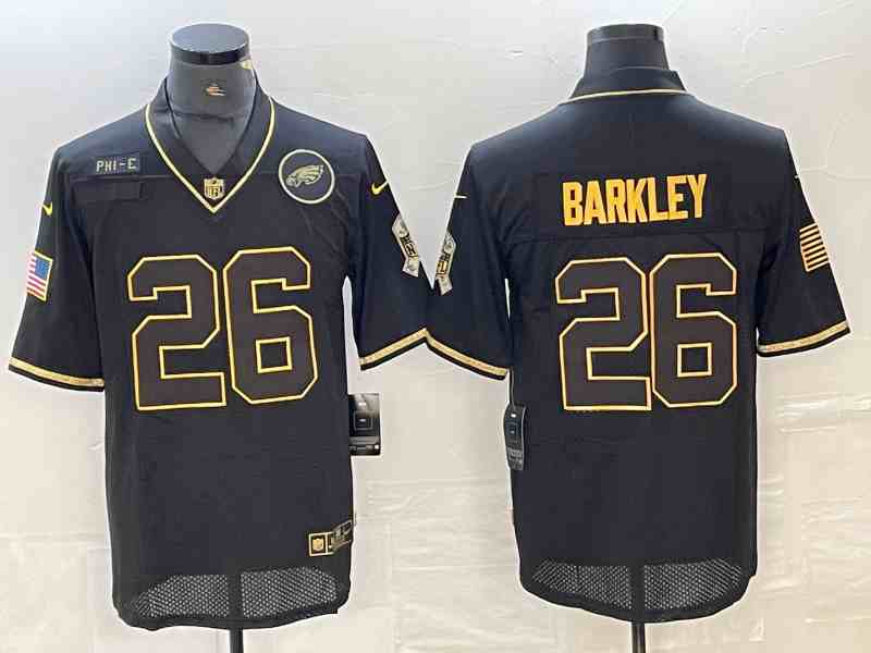 Men's Philadelphia Eagles #26 Saquon Barkley BlackGold Salute To Service Limited Stitched Jersey