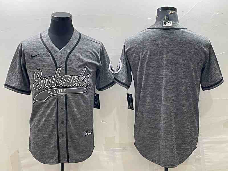 Men's Seattle Seahawks Blank Gray With Patch Cool Base Stitched Baseball Jersey