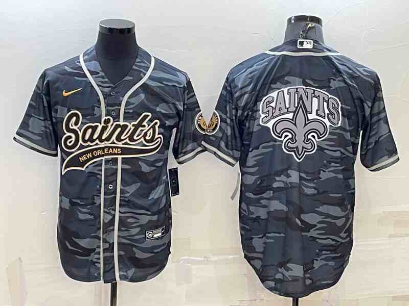 Men's New Orleans Saints Blank Grey Navy Team Big Logo With Patch Cool Base Stitched Baseball Jersey
