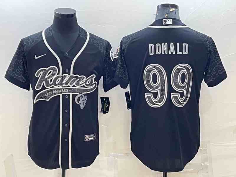Men's Los Angeles Rams #99 Aaron Donald Black Reflective With Patch Cool Base Stitched Baseball Jersey