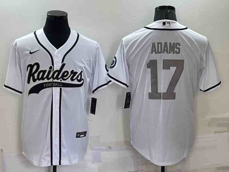 Men's Las Vegas Raiders #17 Davante Adams White Grey Stitched MLB Cool Base Nike Baseball Jersey