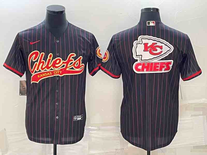 Men's Kansas City Chiefs Blank Black With  Cool Base Stitched Baseball Jersey
