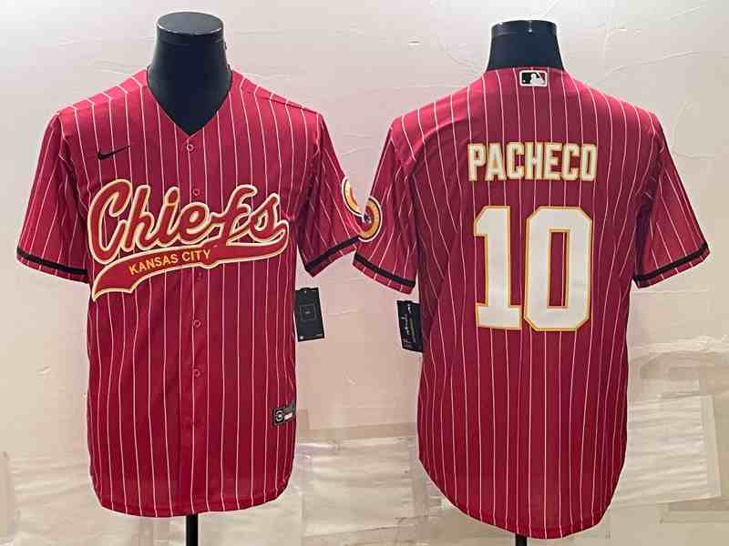 Men's Kansas City Chiefs #10 Isiah Pacheco Red With Patch Cool Base Stitched Baseball Jersey (2)