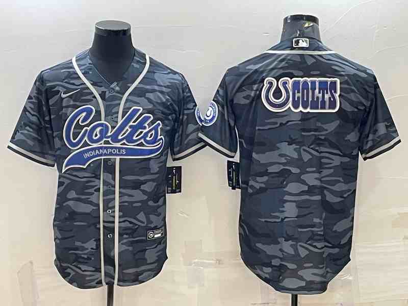 Men's Indianapolis Colts Grey Camo Team Big Logo With Patch Cool Base Stitched Baseball Jersey