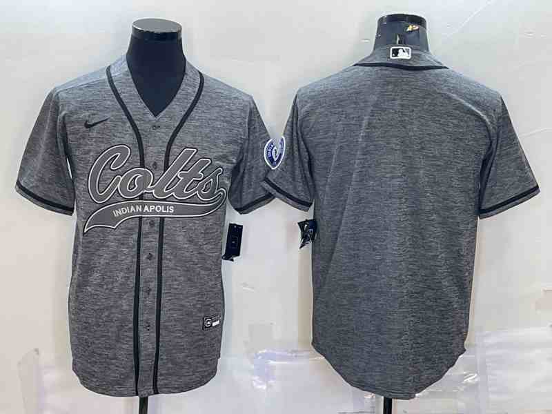Men's Indianapolis Colts Blank Grey With Patch Cool Base Stitched Baseball Jersey
