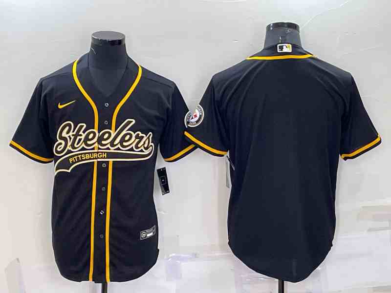 Men's Pittsburgh Steelers Blank Black With Patch Cool Base Stitched Baseball Jersey