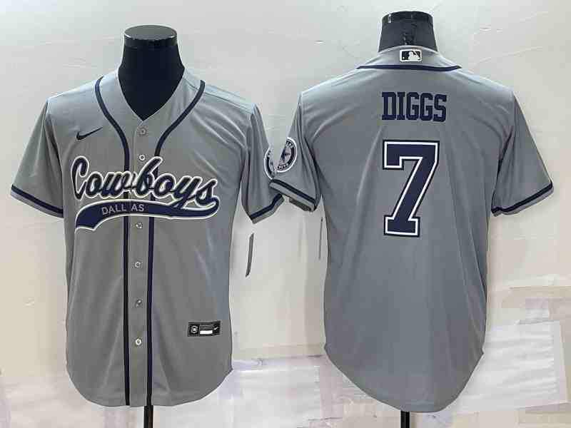 Men's Dallas Cowboys #7 Trevon Diggs Gray Baseball Cool Base Jersey