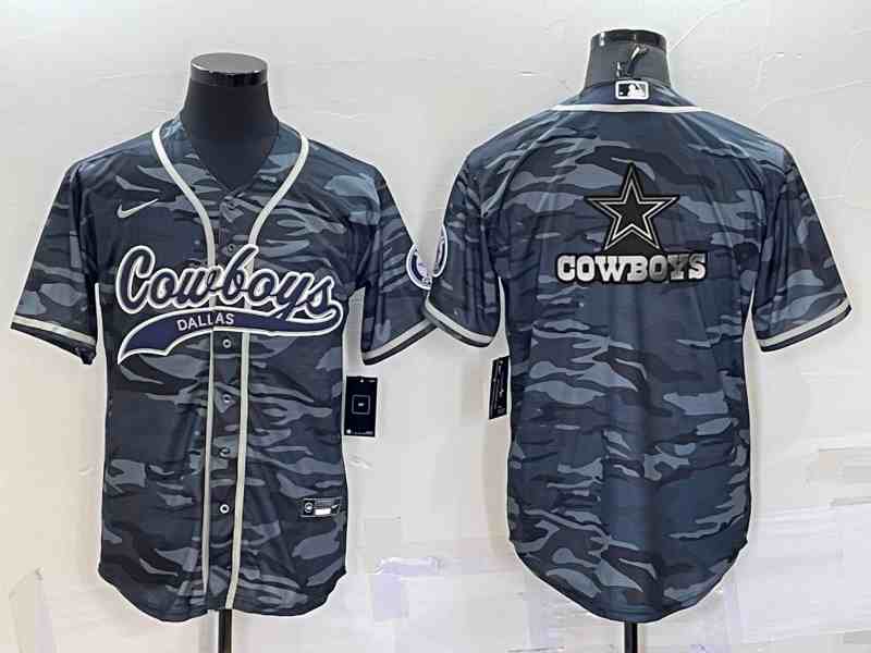Men's Dallas Cowboys Reflective Team Big Logo  Grey Navy Camo With Patch Cool Base Stitched Baseball Jersey