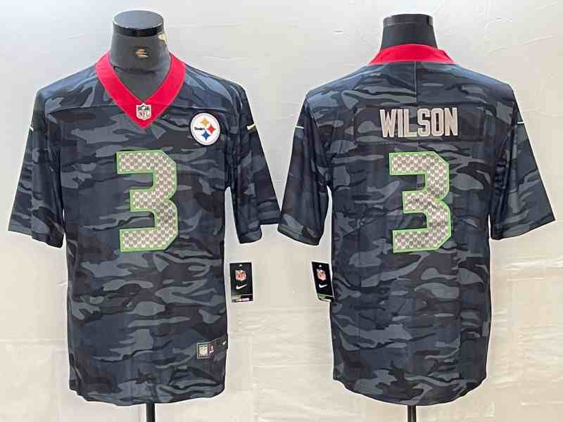Men's Pittsburgh Steelers #3 Russell Wilson  Camo Salute to Service Limited NFL Jerseys