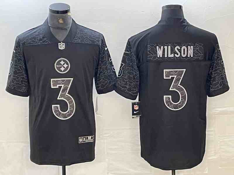 Men's Pittsburgh Steelers #3 Russell Wilson Black Reflective Limited Stitched Jersey