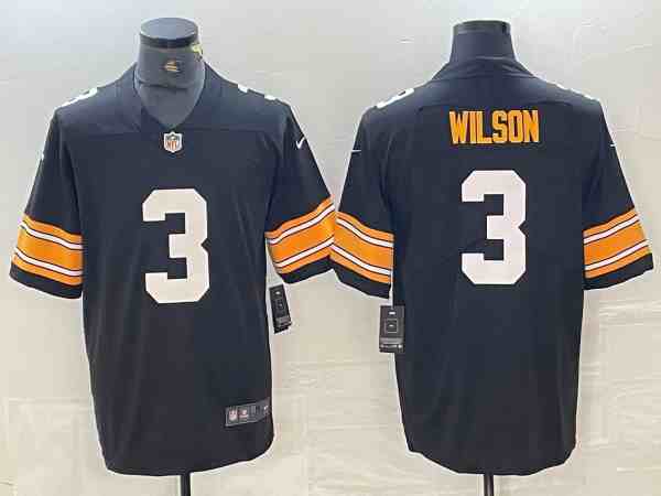 Men's Pittsburgh Steelers #3 Russell Wilson Black  Vapor Untouchable Limited Football Stitched Jersey
