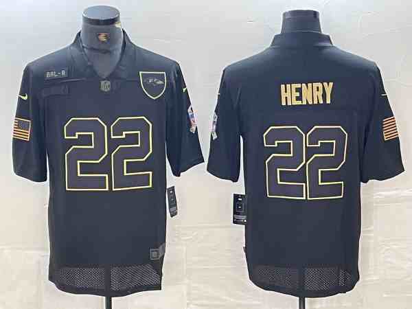 Men's Baltimore Ravens #22 Derrick Henry Black   Salute To Service Limited Jersey
