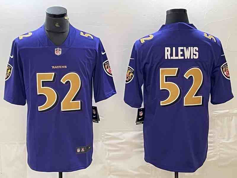 Men's Baltimore Ravens #52 Ray Lewis Purple Color Rush Limited Jersey