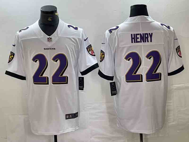 Men's Baltimore Ravens #22 Derrick Henry White Vapor Limited Football Stitched Jersey