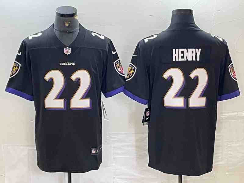 Men's Baltimore Ravens #22 Derrick Henry Black Vapor Limited Football Stitched Jersey