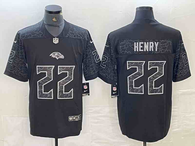 Men's Baltimore Ravens  #22 Derrick Henry Black Reflective Limited Stitched Football Jersey