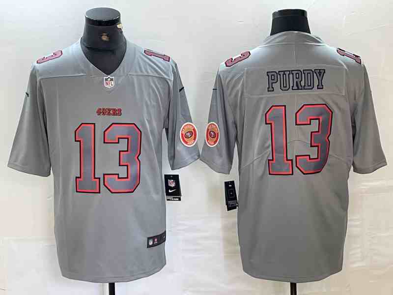 Men's San Francisco 49ers #13 Brock Purdy Grey Atmosphere Fashion Stitched Jersey