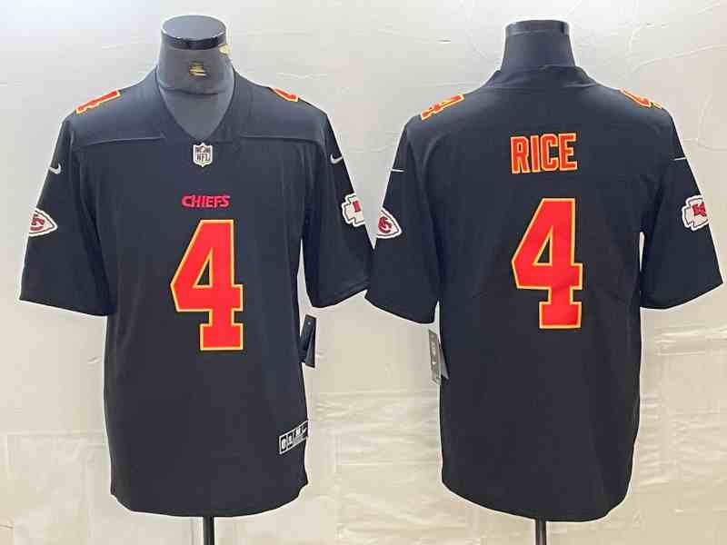Men's Kansas City Chiefs #4 Rashee Rice Black Vapor Untouchable Limited Stitched Football Jersey