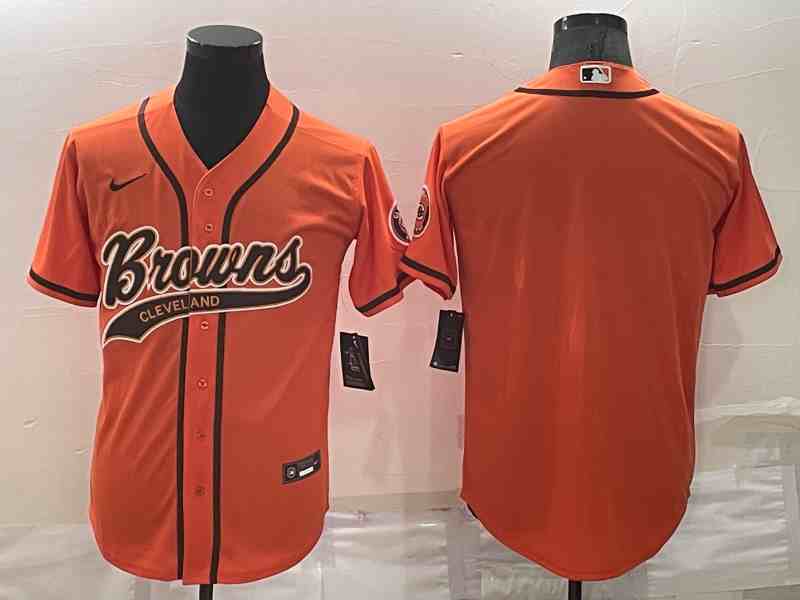 Men's Cleveland Browns Blank Orange Stitched MLB Cool Base Nike Baseball Jersey