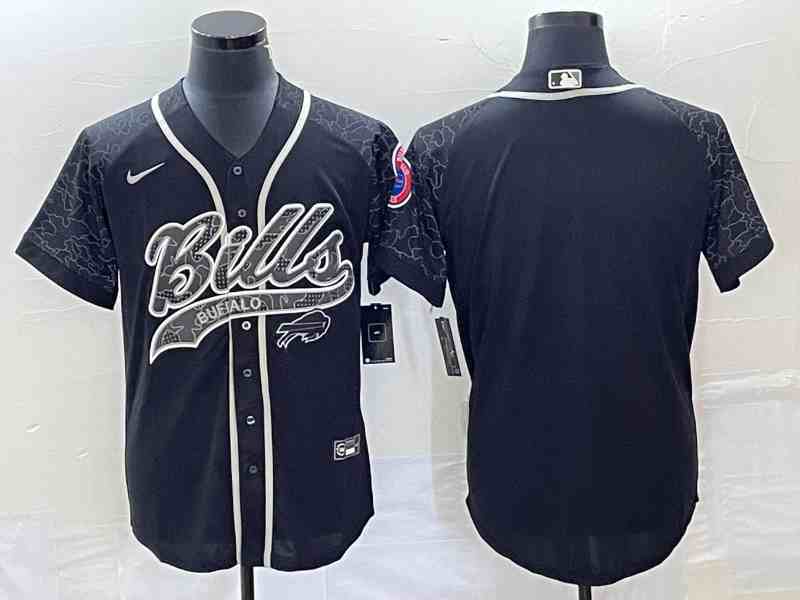 Men's Buffalo Bills Blank With Patch Cool Base Stitched Baseball Jersey
