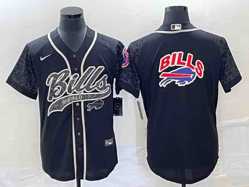 Men's Buffalo Bills Blan Team Big Logo With Patch Cool Base Stitched Baseball Jersey