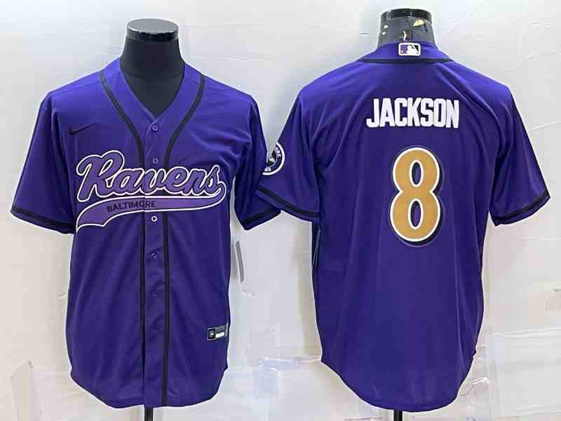 Men's Baltimore Ravens #8 Lamar Jackson Black Gold With Patch Cool Base Stitched Baseball Jersey