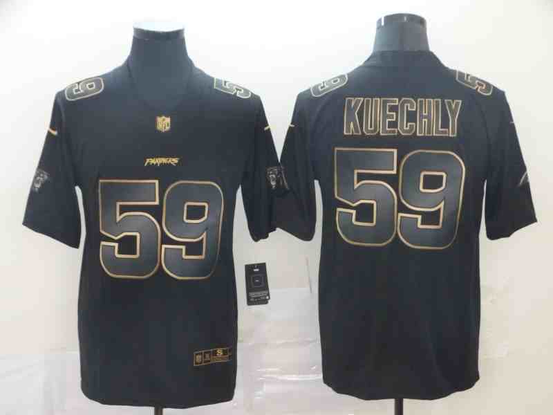 Men's Carolina Panthers #59 Luke Kuechly Black Gold Edition Stitched NFL Jersey